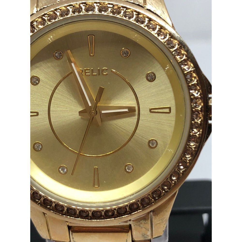 Relic ZR12128 Women's Stainless Steel Analog Gold Dial Quartz Genuine Watch Rk66